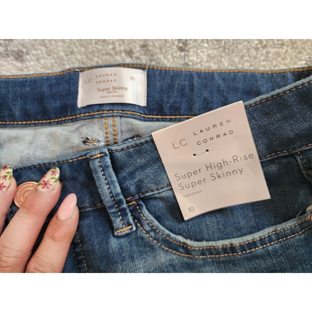 NEW LC Lauren Conrad Jeans Women 10 Blue High Rise Super Skinny Stretch Denim - Picture 6 of 10